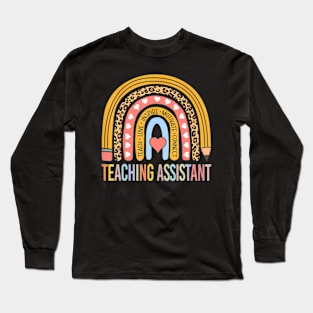 Teaching Assistant 100Th Day Of School Teacher Rainbow Long Sleeve T-Shirt